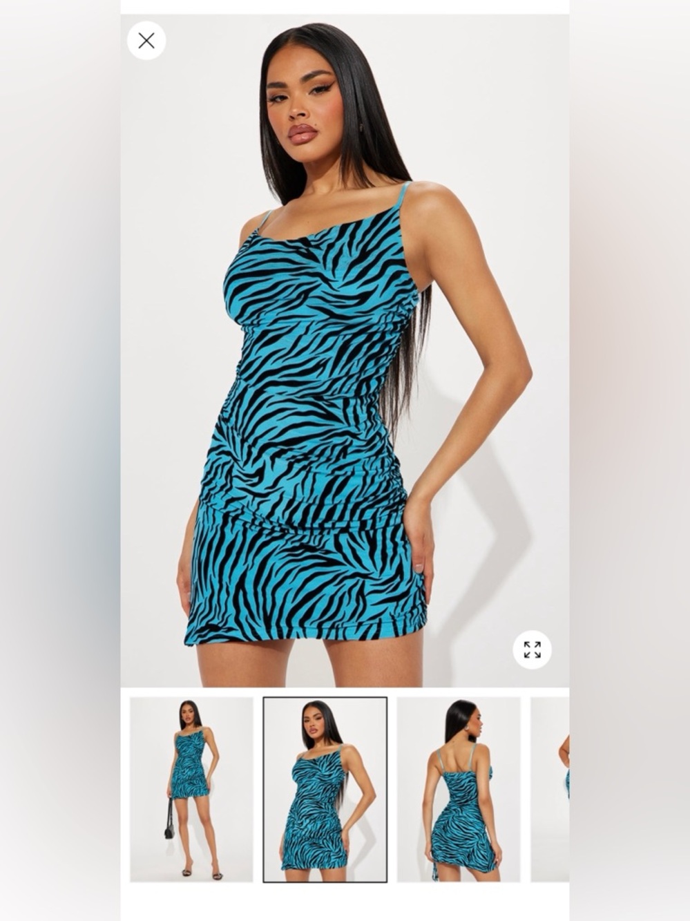 Fashion Nova Turquoise and Black Zebra Dress